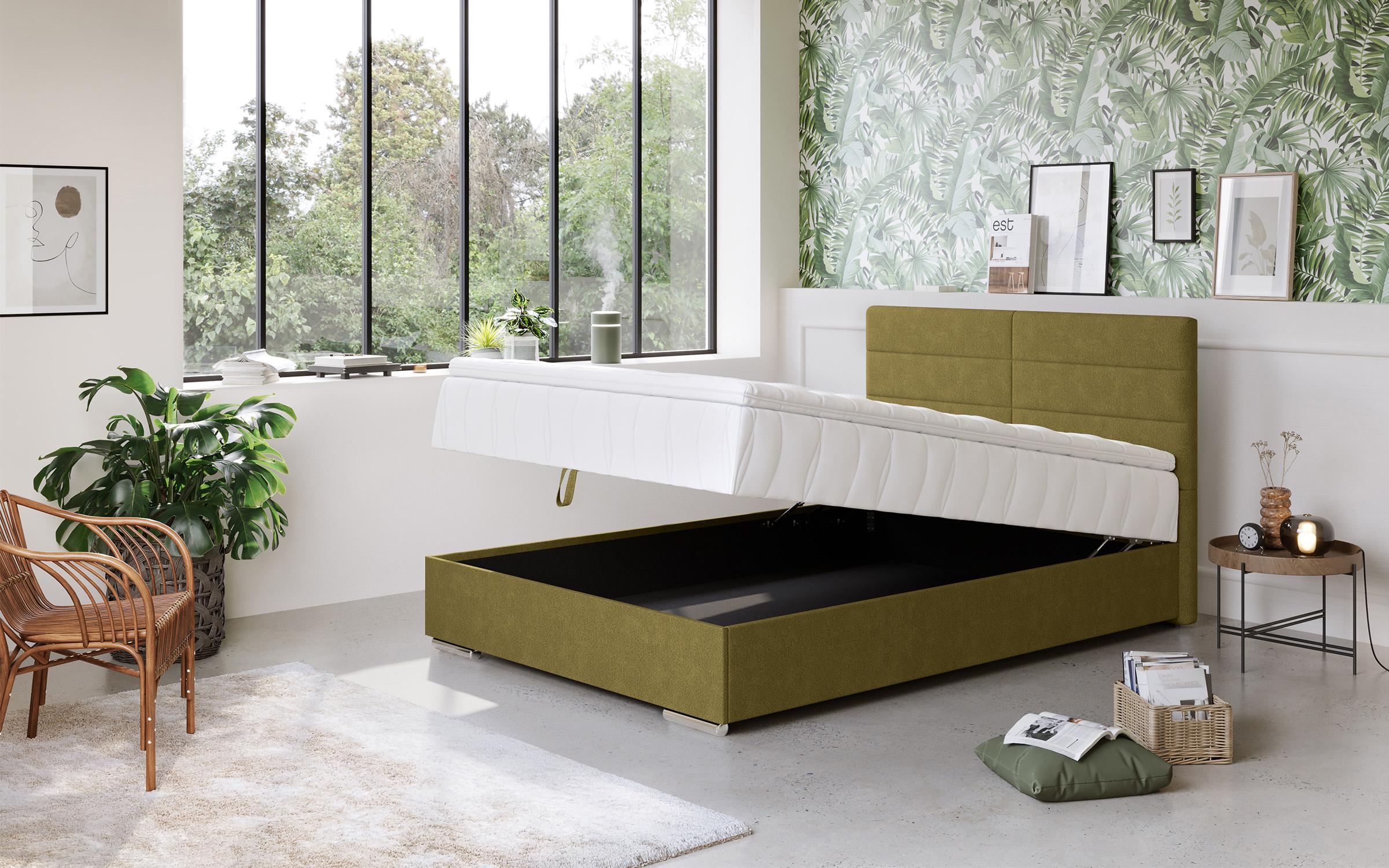 Double bed Box Spring + mattress topper 140/200 Vindy, green  2